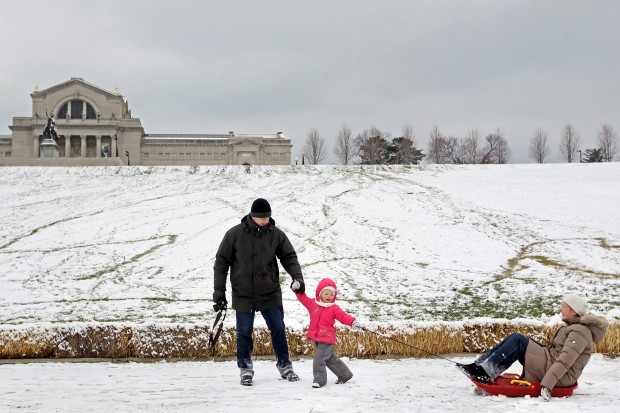 December snowfall on Art Hill in Forest Park, Dec. 2012